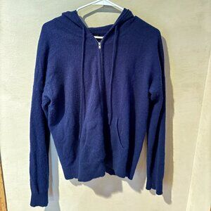 C By Bloomingdales Blue Zip Up Cashmere Hoodie